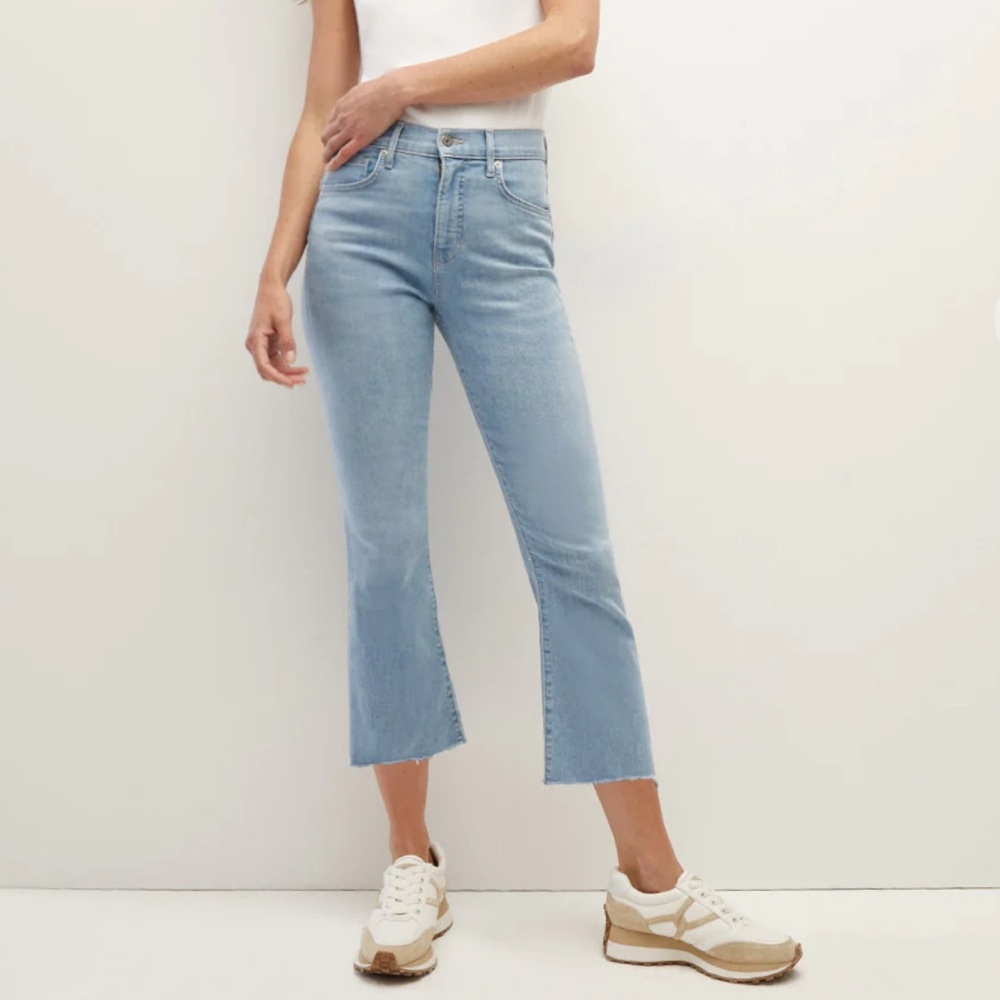 Veronica Beard Carly High-Rise Kick Flare Jeans With Raw Hem